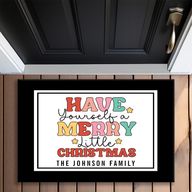 Paillasson Monogramme de style rétro Joyeux petit Noël (Créateur téléchargé)