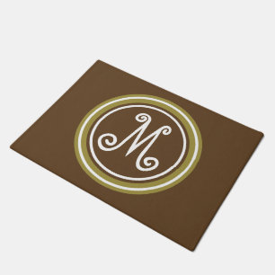 Paillasson Monogramme de vert brun chocolat et olive