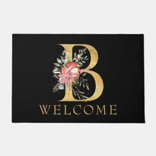 Paillasson Monogramme d'or classique B avec natte de fleurs r