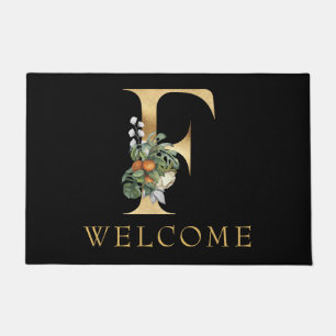 Paillasson Monogramme d'or classique F avec natte de fruits