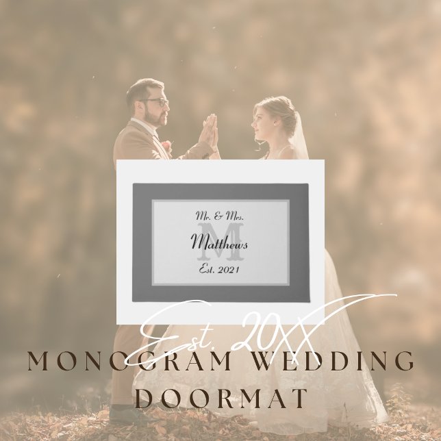 Paillasson Monogramme élégant de M. et Mme (Monogrammed Wedding Doormat)