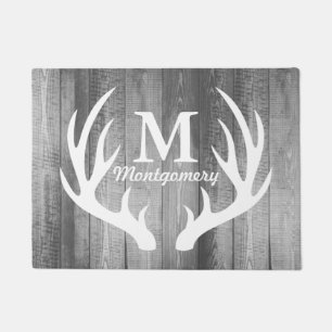 Paillasson Monogramme en bois de planches de cerfs communs de