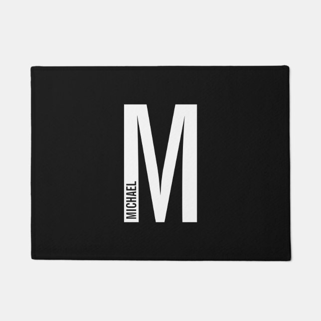 Paillasson Monogramme et format de nom personnalisés modernes (Devant)