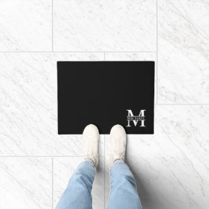 Paillasson Monogramme et nom personnalisés bleu marine