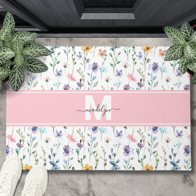 Paillasson Monogramme Fleur Sauvage (Wildflower Monogram Doormat)