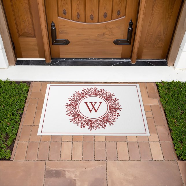 Paillasson Monogramme Flocon de Neige Rouge (De plein air)