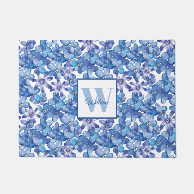 Paillasson Monogramme floral bleu (Devant)