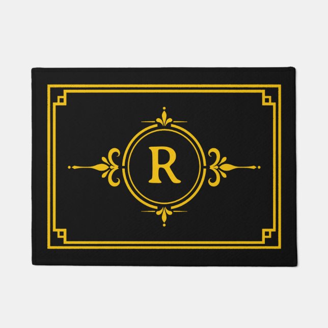 Paillasson Monogramme Initial Or Noir (Devant)
