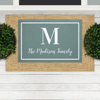 Monogramme Initial Personnalisé Gris Vert Élégant