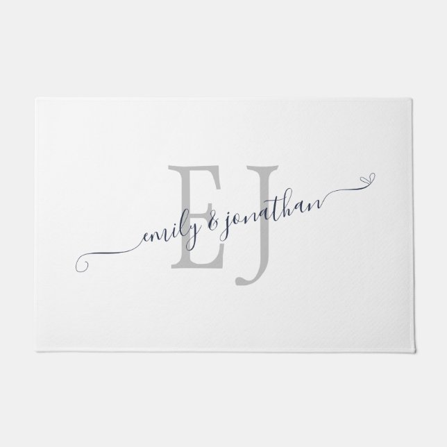 Paillasson Monogramme Initiales Couples Noms blancs (Devant)