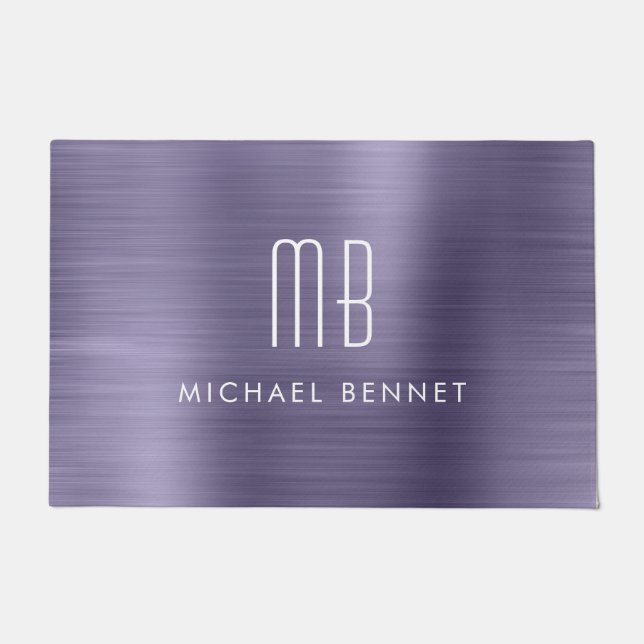 Paillasson Monogramme Métal Brossé Violet  (Devant)