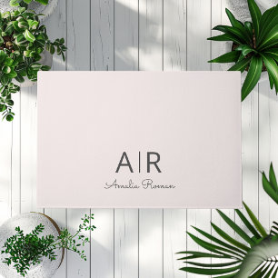 Paillasson Monogramme minimal initial et nom Pastel rose