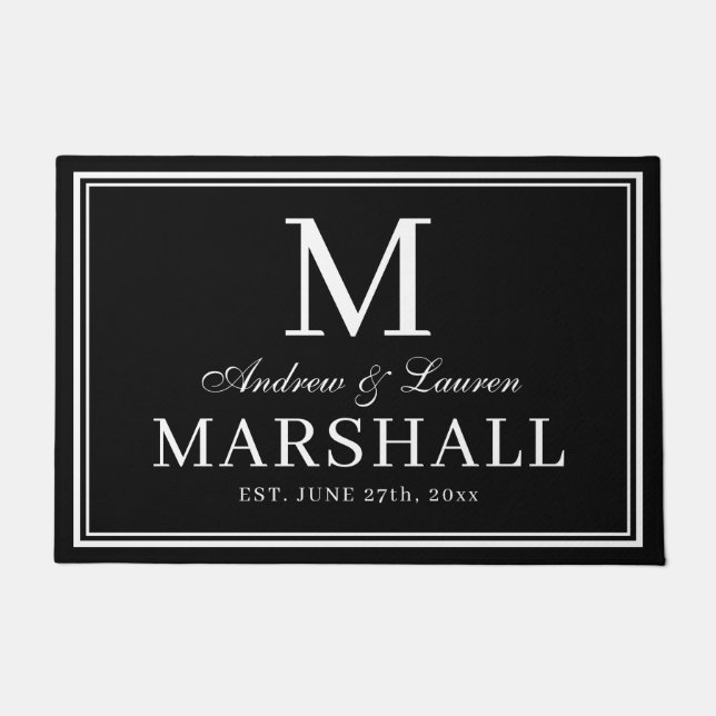 Paillasson Monogramme minimaliste De Couple Marié (Devant)