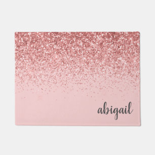 Paillasson Monogramme moderne stylé rose rose Parties scinti
