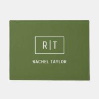 Monogramme Moderne Vert Olive Foncé