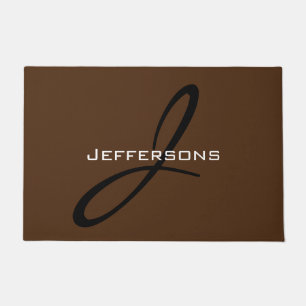 Paillasson Monogramme noir Brown tendance Nom de famille