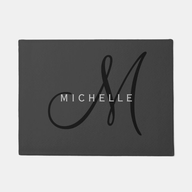 Paillasson Monogramme noir professionnel Gris Votre nom (Devant)