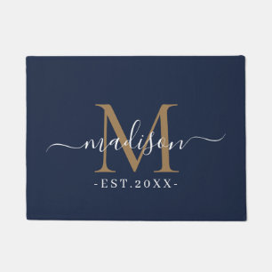 Paillasson Monogramme Noms de script Chic Mariage or Date Mar