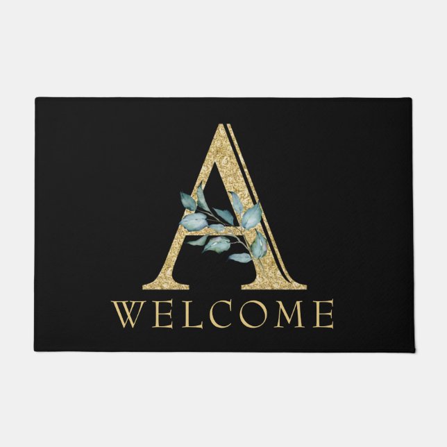 Paillasson Monogramme Or Classy A avec verdure (Devant)