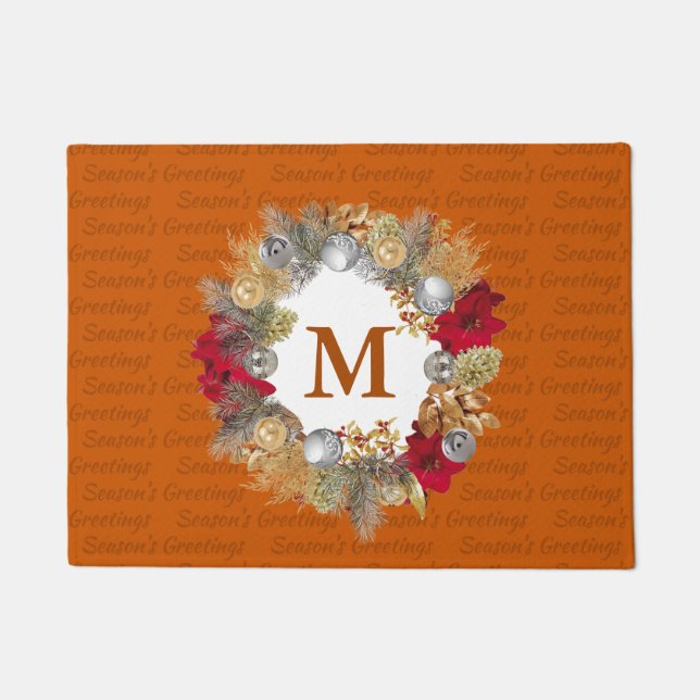 Paillasson MONOGRAMME Orange Brûlé Serre décorative de Noël (Devant)
