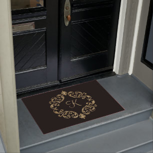 Paillasson Monogramme Paillettes Noir Or Tendance Chic Élégan