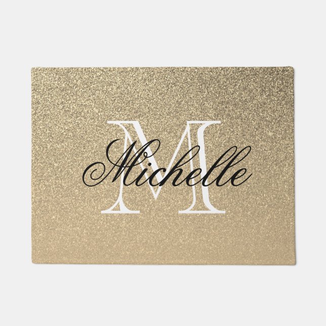 Paillasson Monogramme Parties scintillant d'or (Devant)