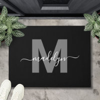Monogramme personnalisé élégant noir et blanc nom 