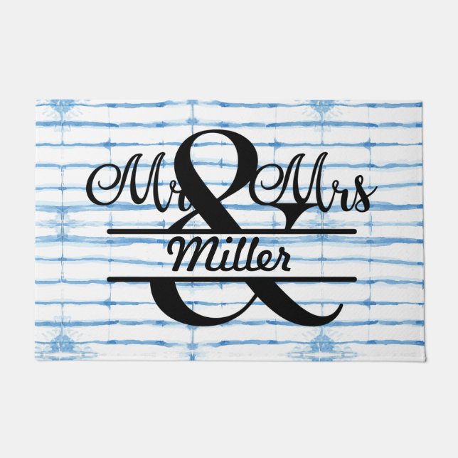 Paillasson Monogramme personnalisé Shibori Porte Mat (Devant)