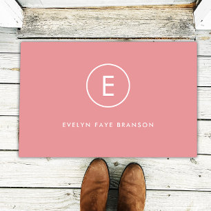 Paillasson Monogramme Rose rose Feminine Girly Minimale initi