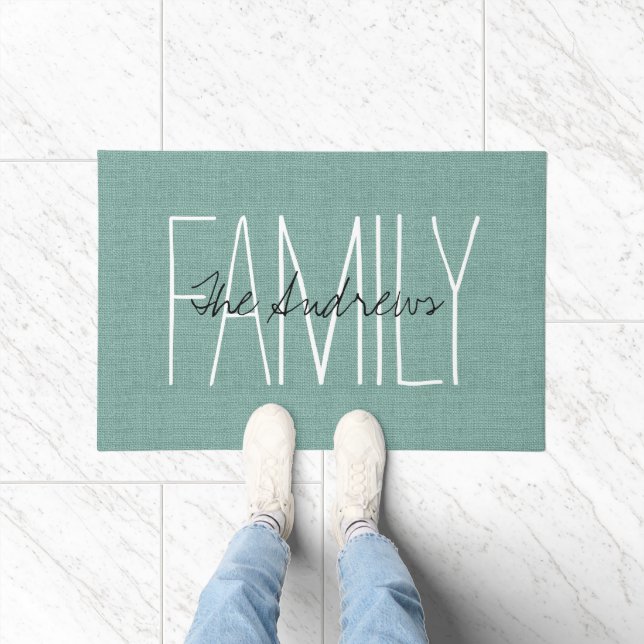 Paillasson Monogramme Rustique Aqua Family (Intérieur)