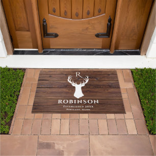 Paillasson Monogramme Rustique Famille Bois Styled Cerf Antle