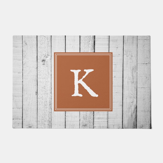 Paillasson Monogramme rustique orange brûlé mat (Devant)