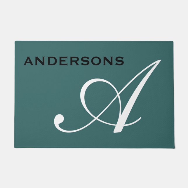 Paillasson Monogramme Script Nom de famille Minimaliste moder (Devant)