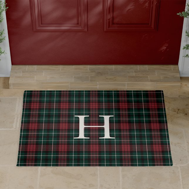 Paillasson Monogramme Tartan de vacances (Créateur téléchargé)