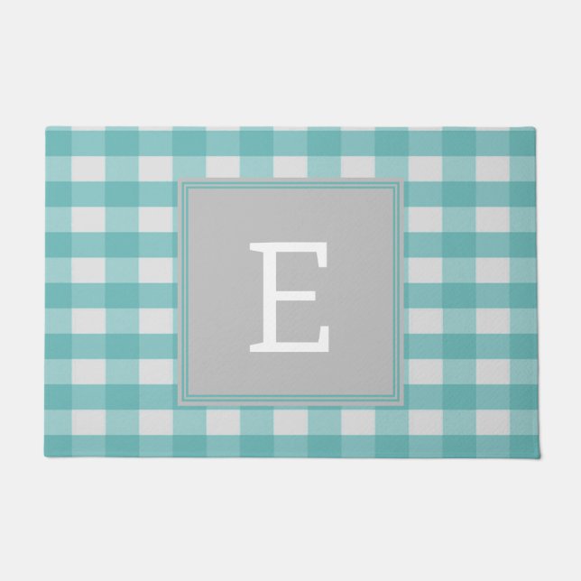 Paillasson Monogramme turquoise Plaid Buffalo (Devant)