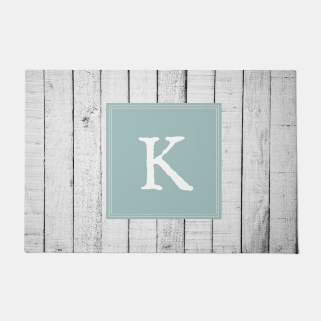 Paillasson Monogramme turquoise rustique (Devant)