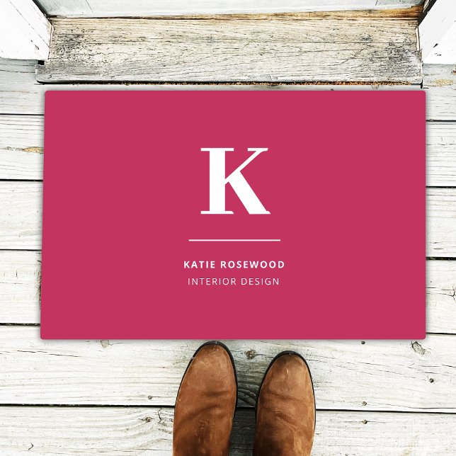 Paillasson Monogramme typographique moderne minimaliste rose  (Créateur téléchargé)