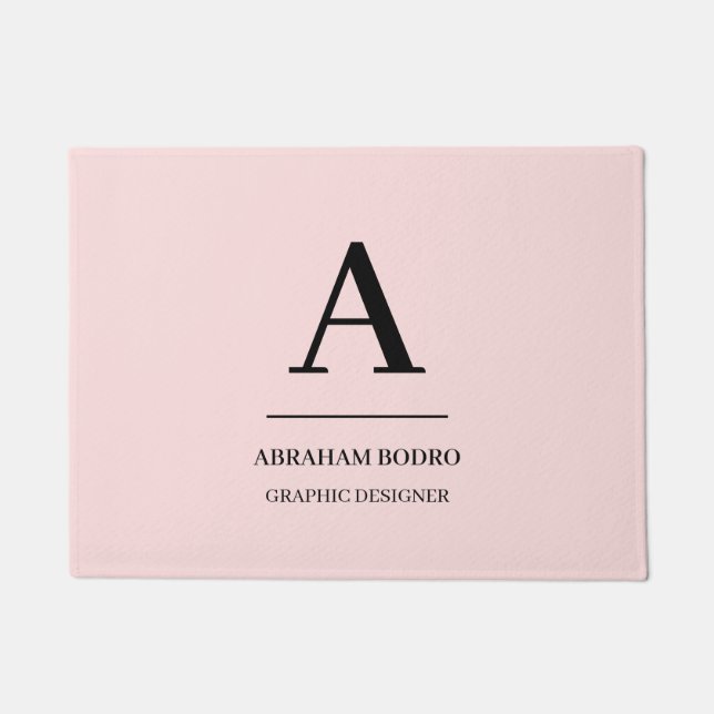 Paillasson Monogramme Typographique Moderne Rose Chaud Minima (Devant)