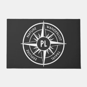 Paillasson Monographie d'emblème de compas noir et blanc