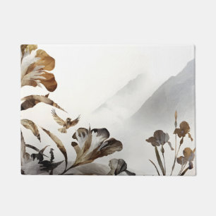 Paillasson Montagne brumeuse zen oiseaux minimaliste nature