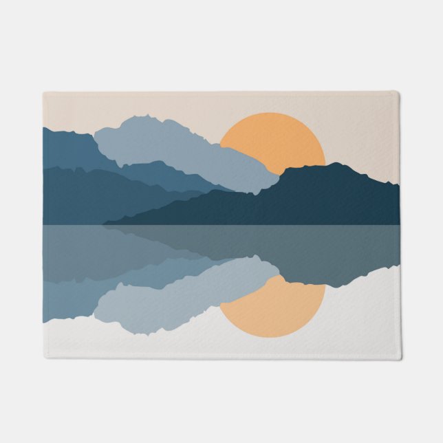 Paillasson Montagnes bleues reflétées dans le lac (Devant)