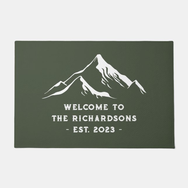 Paillasson Montagnes Rustiques Nom de famille personnalisé La (Devant)