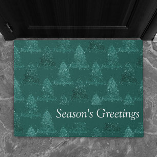 Paillasson Moody Tree Motif Noël Turquoise de minuit foncé