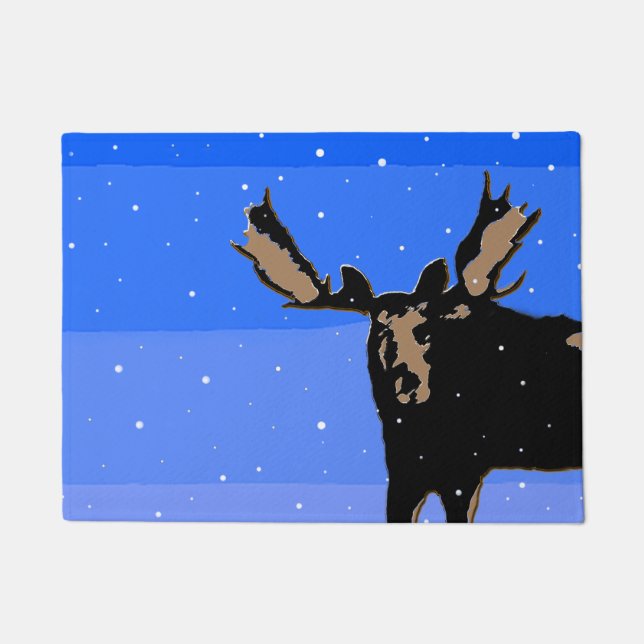 Paillasson Moose en hiver - Art original de la faune (Devant)