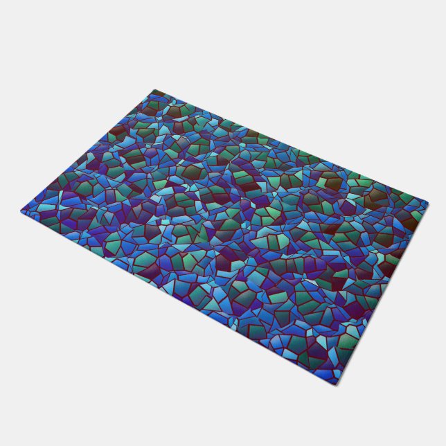 Paillasson Mosaïque de lilas craché ou fumé bleu et vert (Incliné)