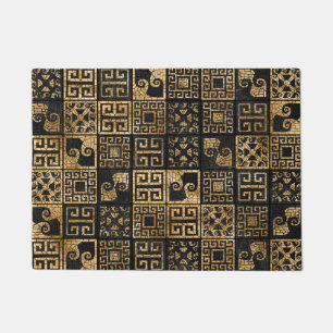 Paillasson Mosaïque en mosaïque grecque Noir et or