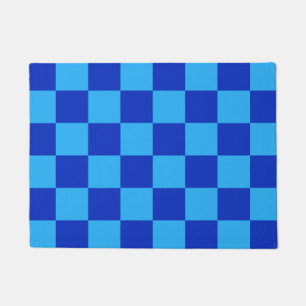 Paillasson Motif à carreaux bleu clair et foncé