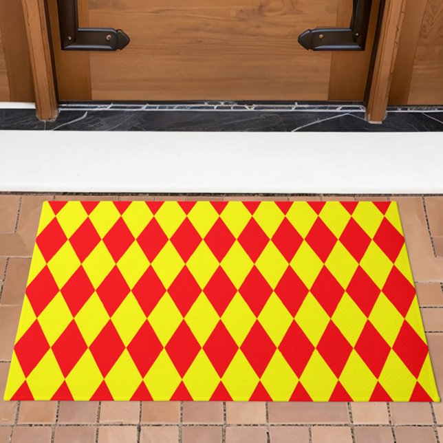 Paillasson Motif à carreaux en arlequin rouge jaune  (Créateur téléchargé)