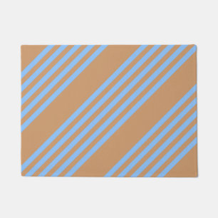 Paillasson Motif à cinq bandes bleu et brun