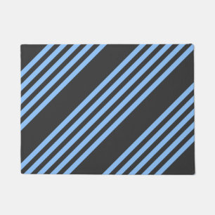 Paillasson Motif à cinq bandes bleu et charbon